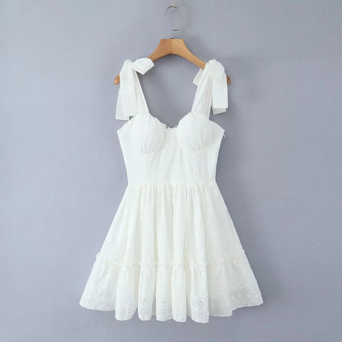 A-Line Square Neck Sleeveless Cotton Solid Strappy Dress