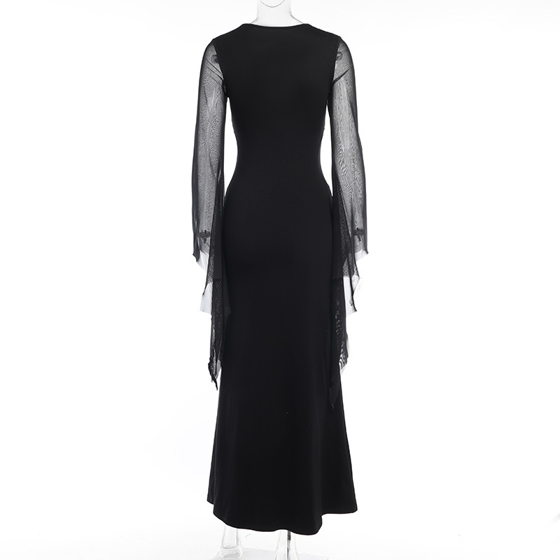 Private Lady V-Neck Long Sleeve High Waist Dress