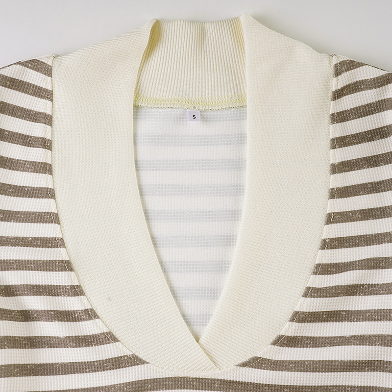 Fitted Urban Contrast Bands Waffle Sweater