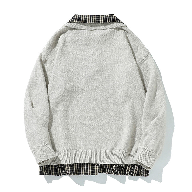 Men's Two-Tone Button-Neck Sweater