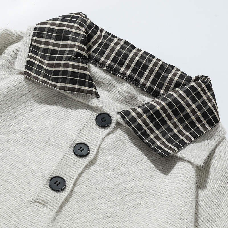 Men's Two-Tone Button-Neck Sweater