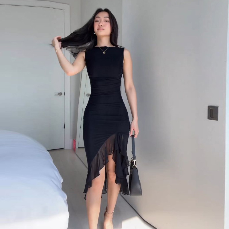 Mid-Rise A-Line Round Neck Contour Tank Dress