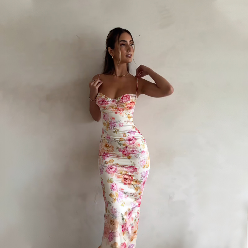 Collarless Sleeveless Straight Cut Mid Waist Polyester Dress