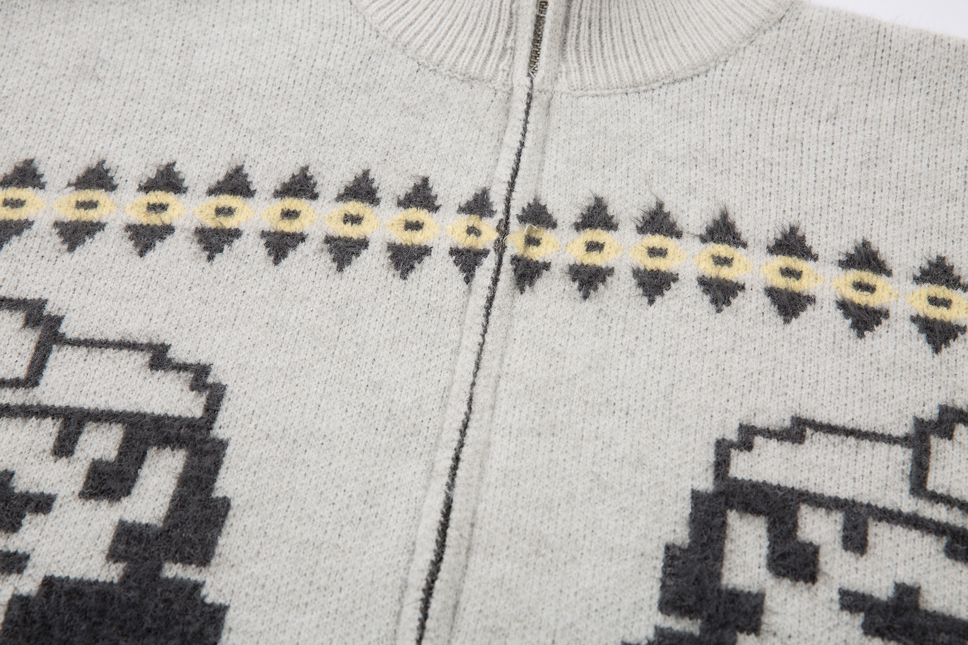 Loose Fit Jacquard Long Sleeve Cardigan