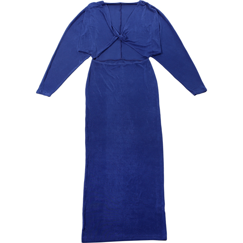 Plunge Cutout Low Waist Long Sleeve Bodycon Dress