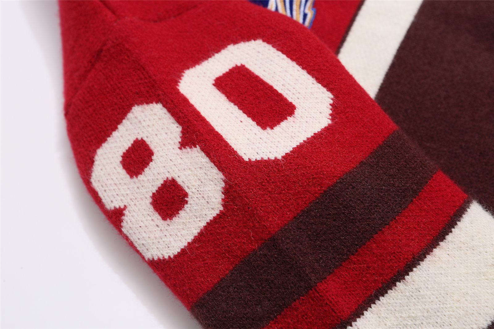 Color-Block Letter Embroidery Couple V-Neck Sweater Lazy Oversize Knitwear
