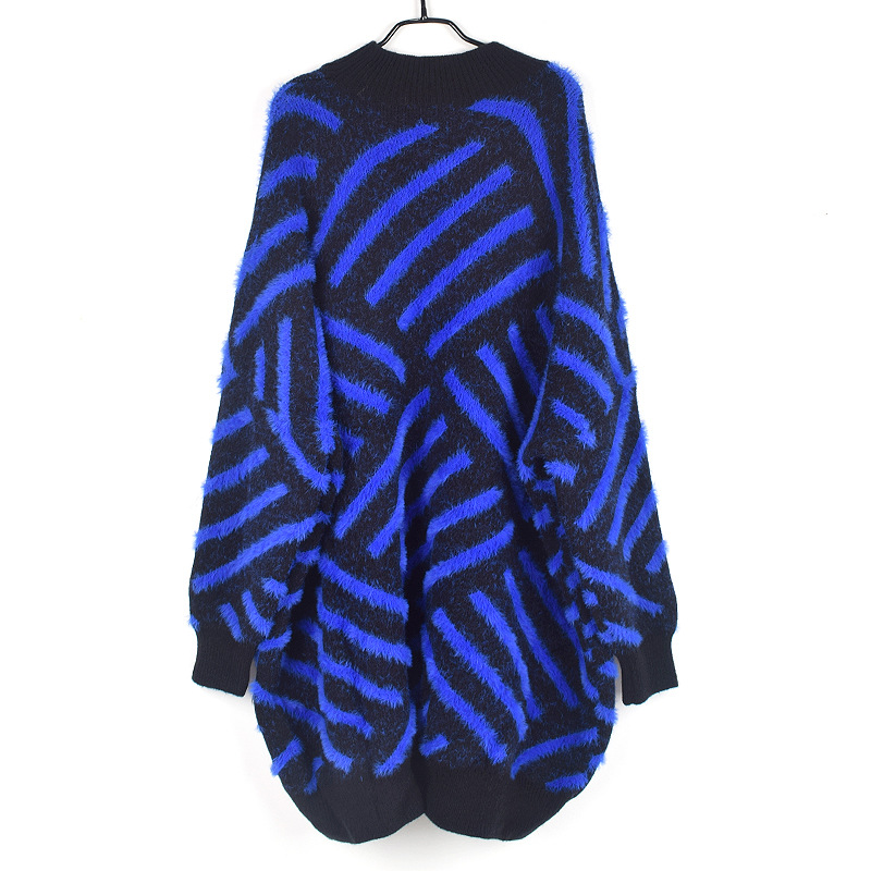 Ladies Oversized Colorblock Mock Neck Sweater