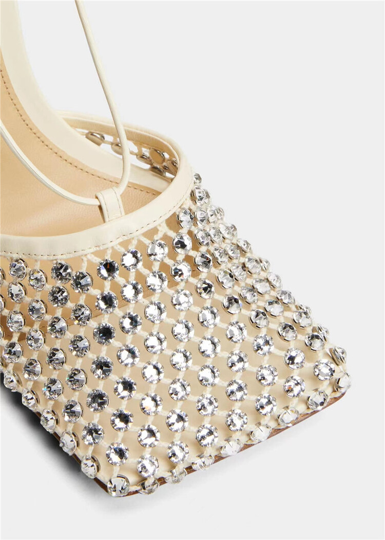 Processing Time:7-15 days after placing orders Women's Summer Fashion Sexy Hollow Out Water Diamond Mesh Bread Head Sandals European and American High Heel Show Shoesdals