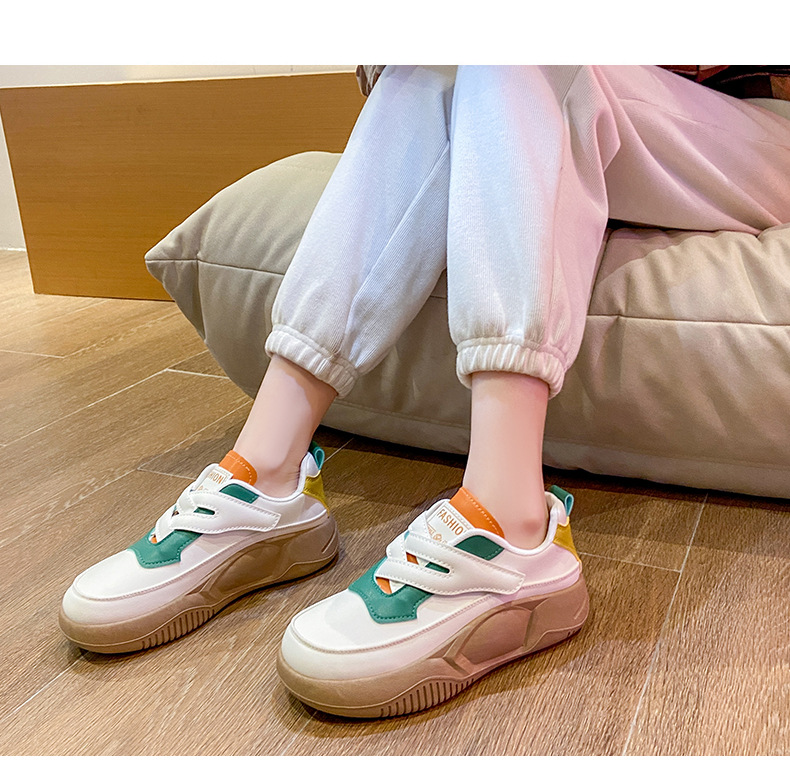 Little White Shoes Women's Spring New Korean Edition Female Students Thick Sole Velcro Board Shoes Casual Women's Shoes