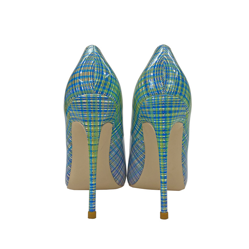 Colored patent leather high heels, thin heeled pointed toe, shallow mouthed soft leather women's shoes