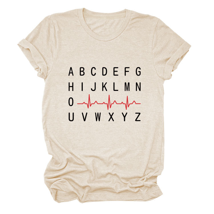 Ladies Geometric Print Round Neck Short Sleeve Tee