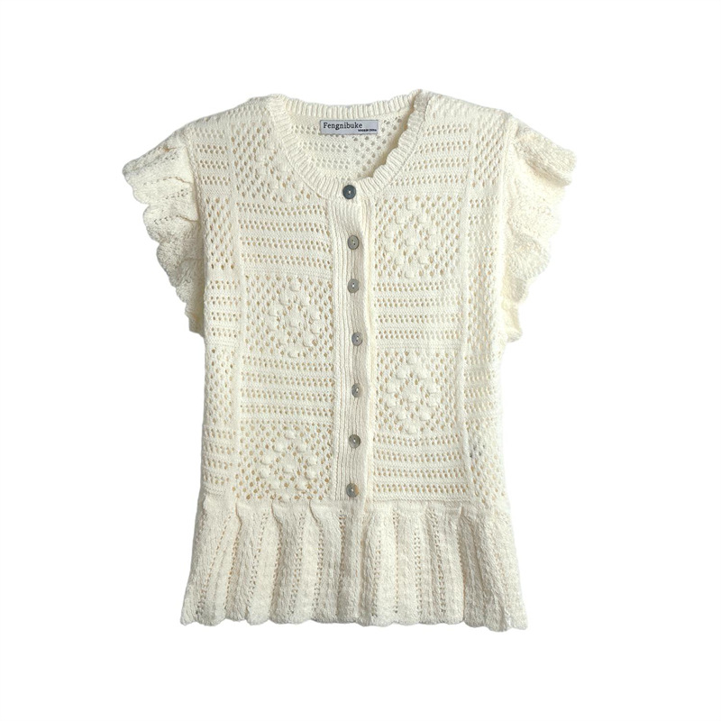 Modern Ladies Plain Crew Open Front Polyester Knit