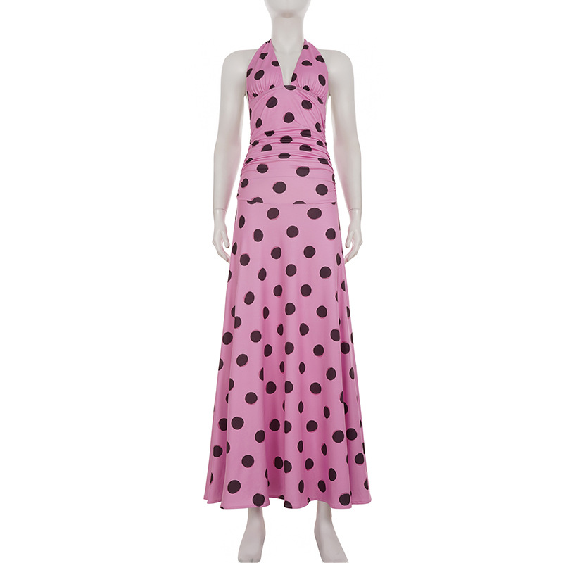 Contrast Tie-Back Plunge Cinch Maxi Dress