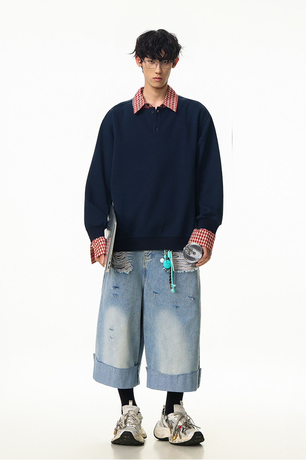 Solid Faux Layered Hoodie