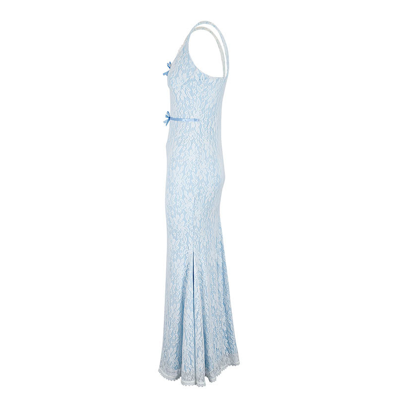 V-Neck Sleeveless Cutout Patterned Dress