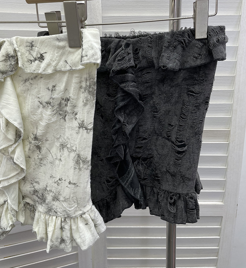Ombre Asymmetrical Distressed Frilled Bandeau Vest