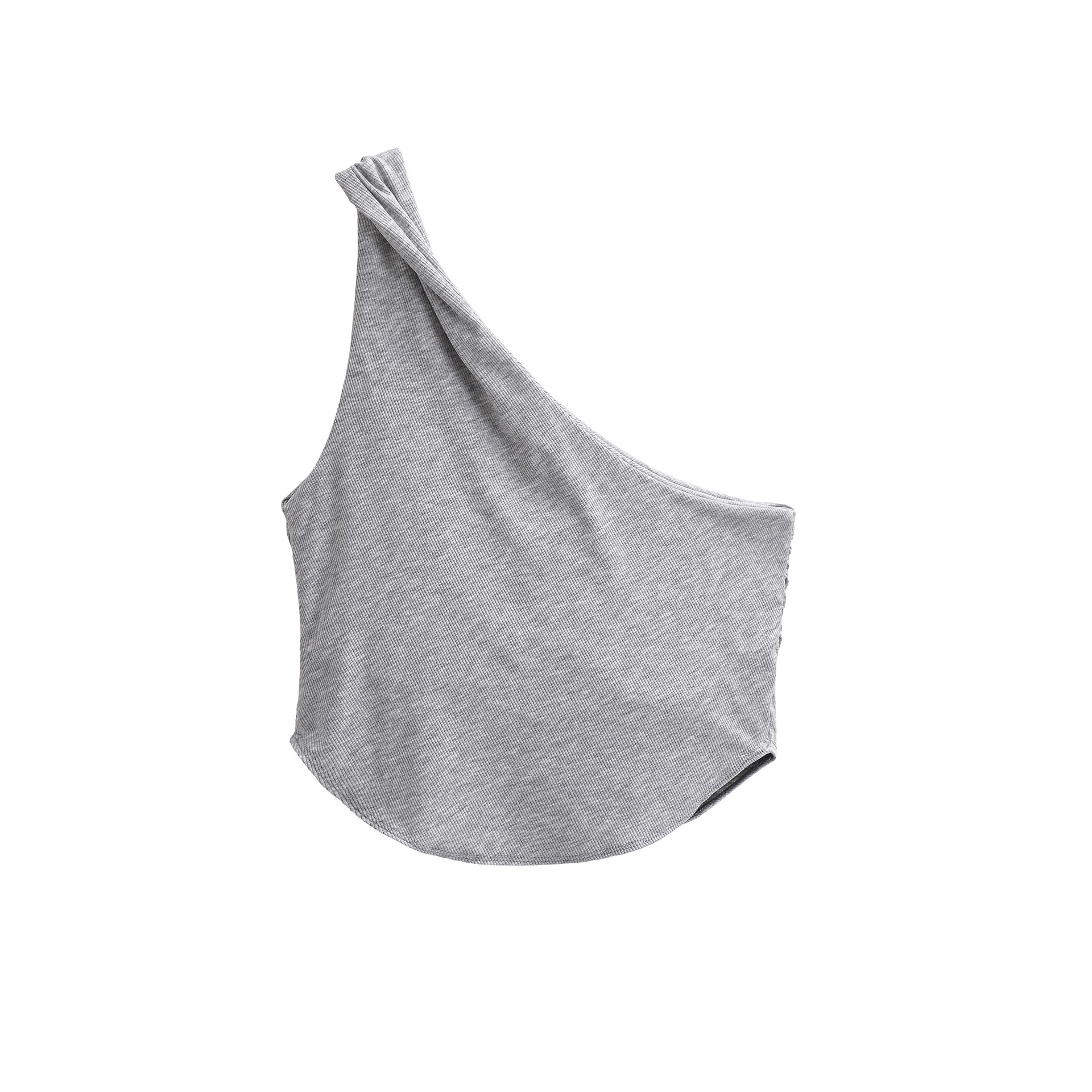 Asymmetric Ruched Sleeveless Polyester Vest