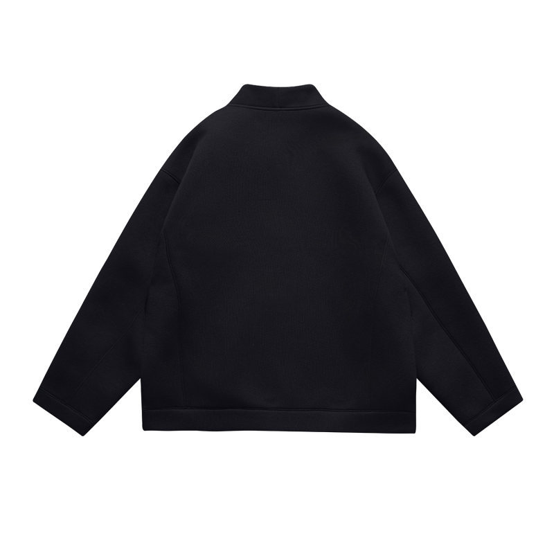 Oversized Letter Print Mock Neck Zippered Sweater