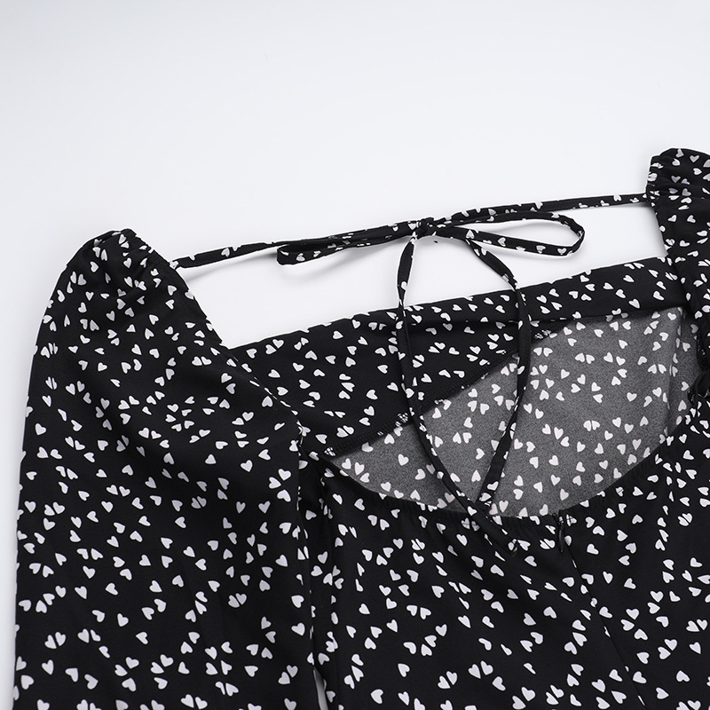 Square Neck Sleeveless Dot Print Open Back Dress