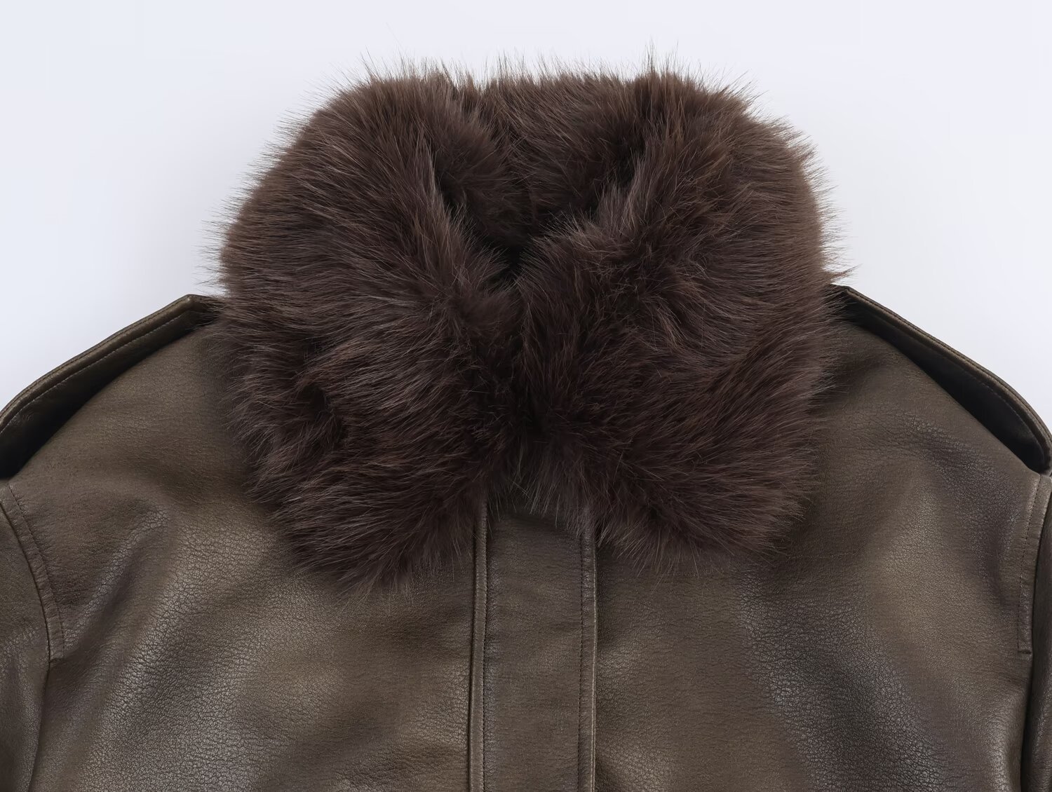Anti suede effect detachable collar jacket
