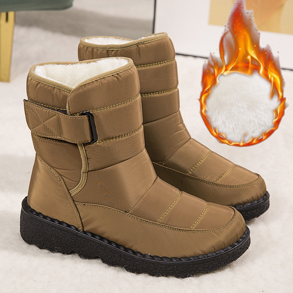 Winter New Snow Boots Women's High Top Waterproof Cotton Shoes Casual Short Tube Plush Plus Large Cotton Boots 43 Amazon