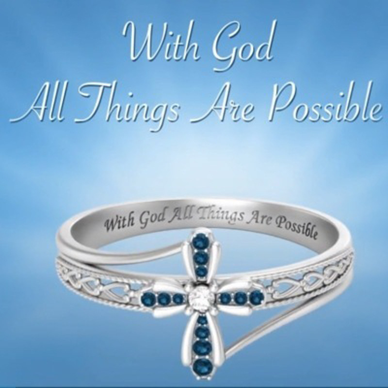 Cross shaped ring with creative hollowed out diamond inlay jewelry