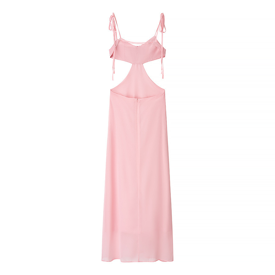 Women's Hollow-out Design Satin Feel Strapless Dress