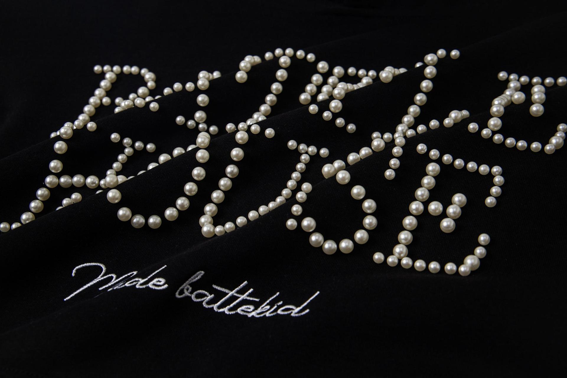 Cotton Urban Alphabet Beaded Hoodie