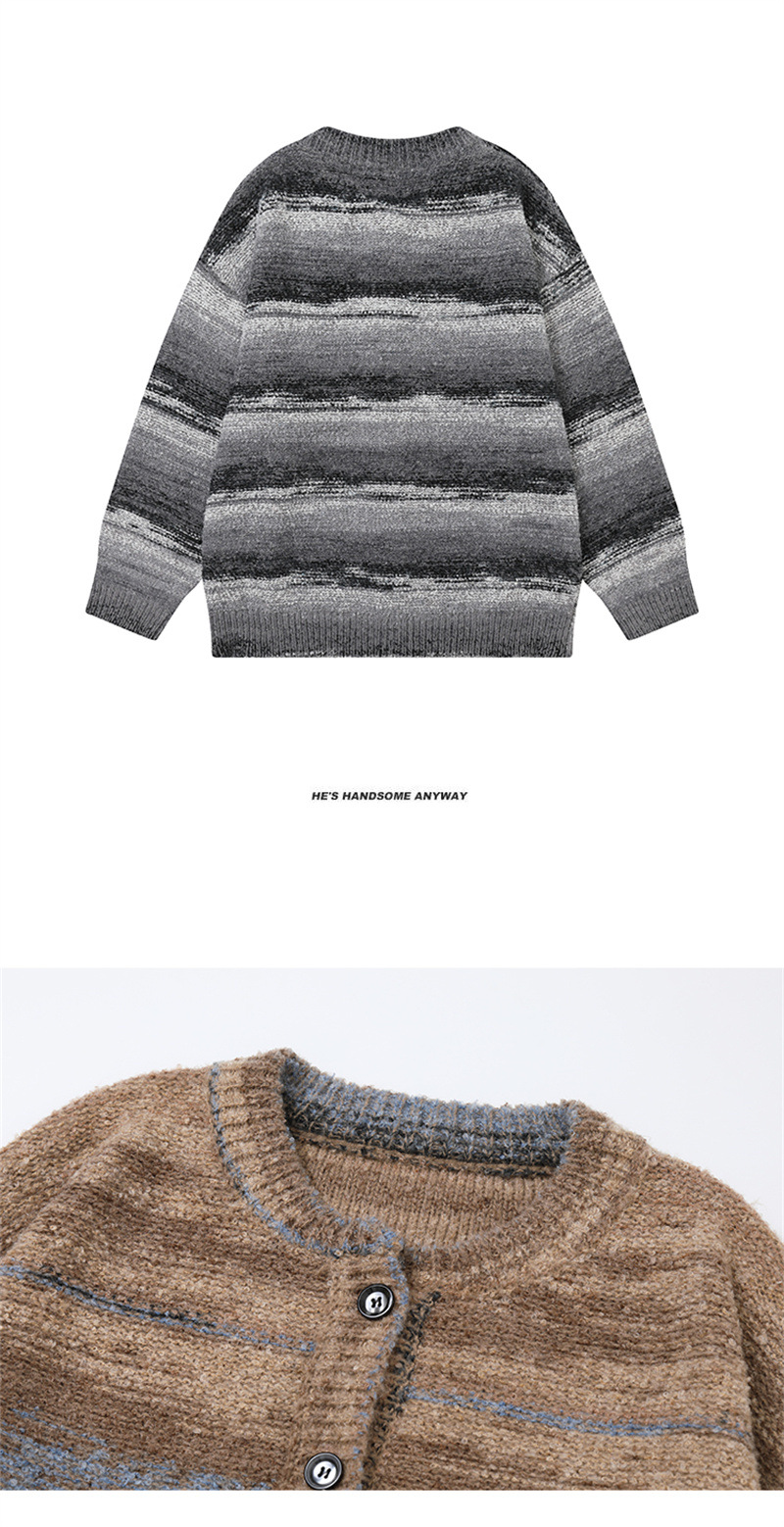 Unisex Oversized Japanese Workwear Jacquard Cardigan