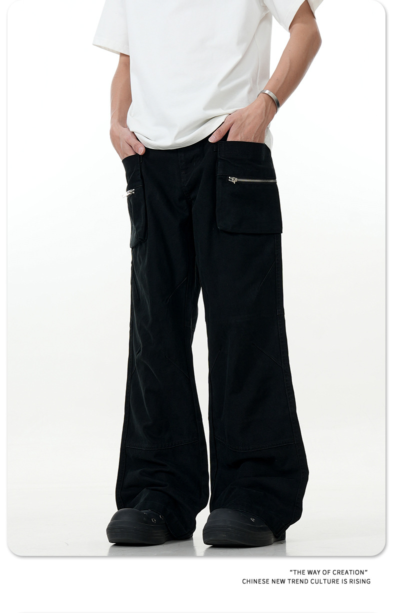 High Street Vibe Slim Fit Vintage Straight Leg Casual Long Pants