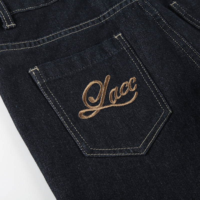 Vintage letter embroidery low waist slimming flared jeans