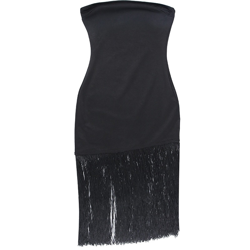Bodycon Bandeau Fringe Side Split Midi Dress