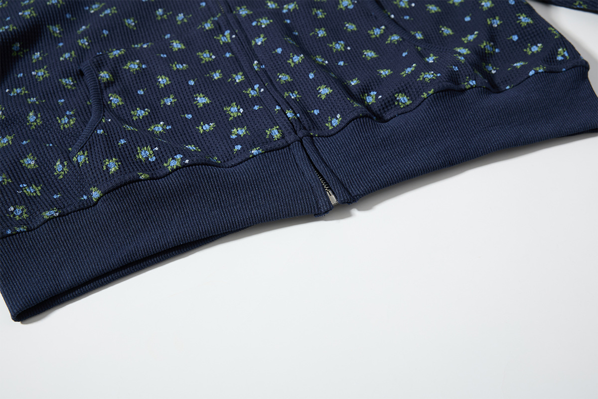 Small floral cardigan zipper hoodie short