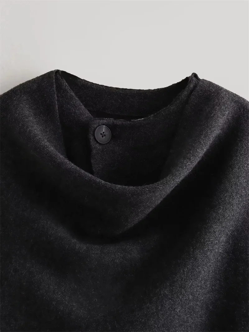 Ladies Polyester Shawl Neck Capelet Coat