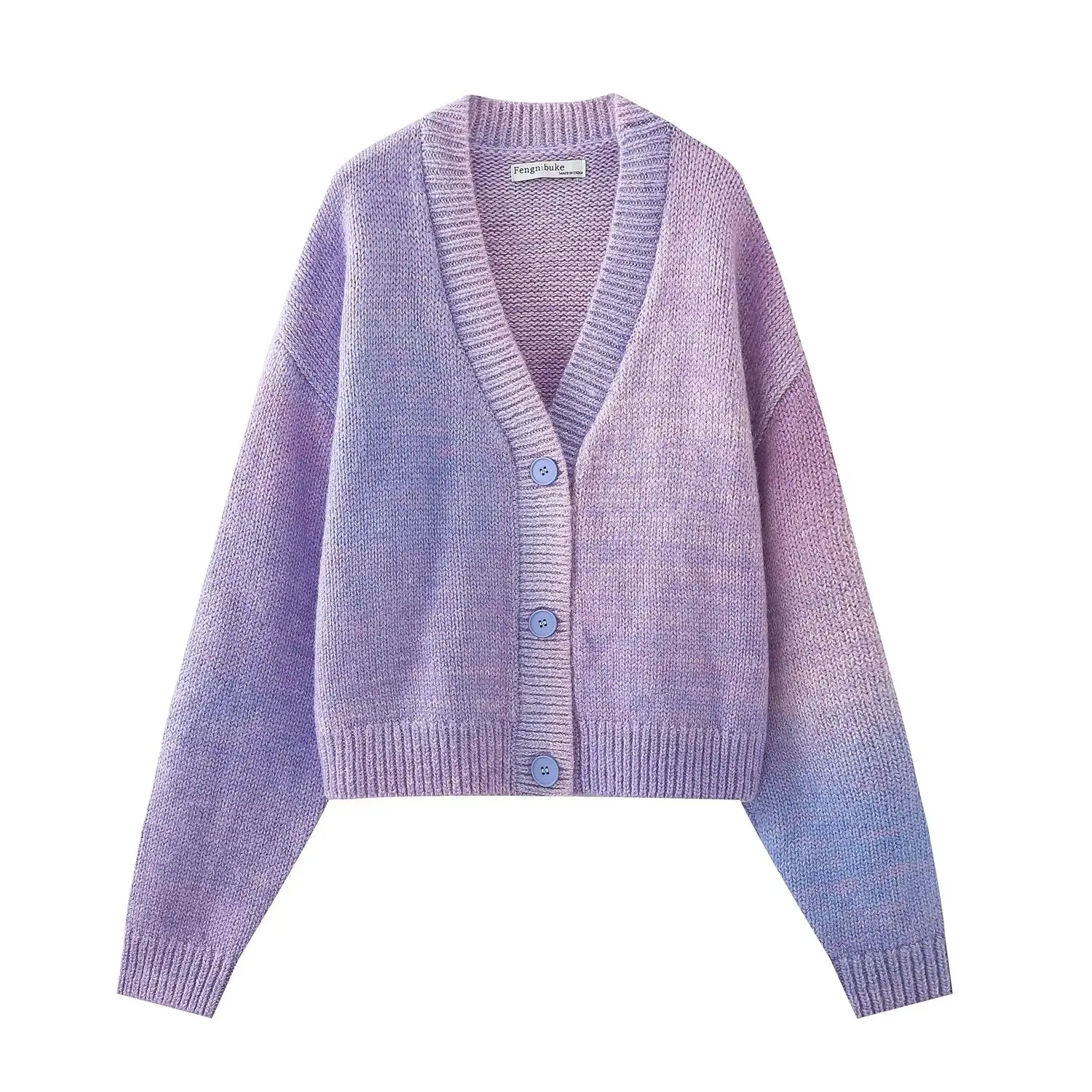 Ladies Fall Swirl Button Front Plunge Slouchy Cardigan