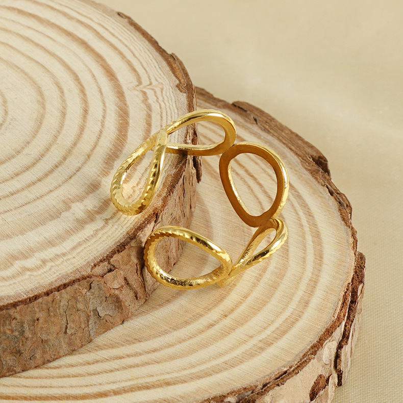 Stainless Steel Rings For Women Men Gold Color Hollow Wide Ring Female Male Party Finger Jewelry Gift Trend Free Shipping