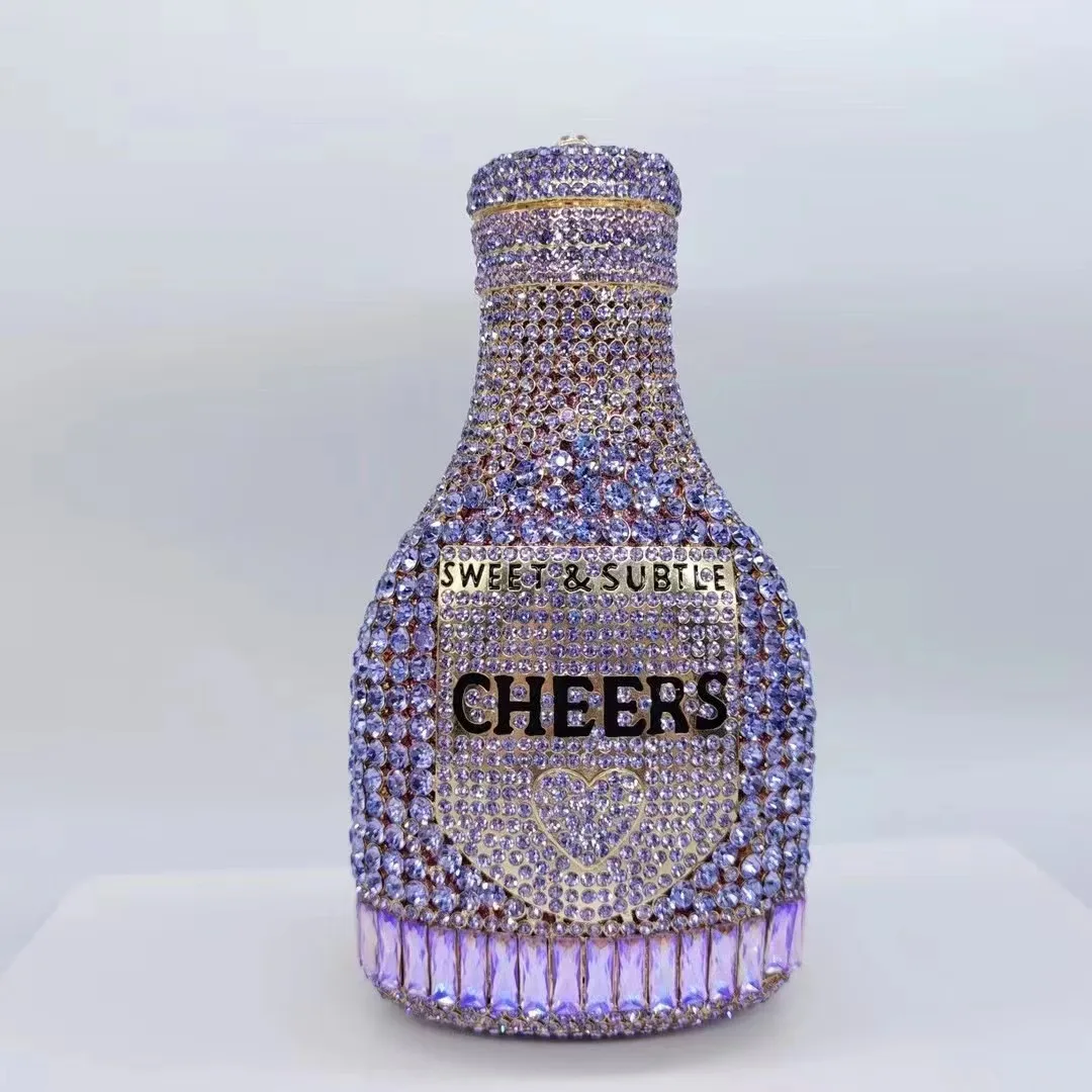 Women Bottle Crystal Evening Bag Lady Diamond Wedding Bridal Purses Female Rhinestone Party Prom Clutches Bags