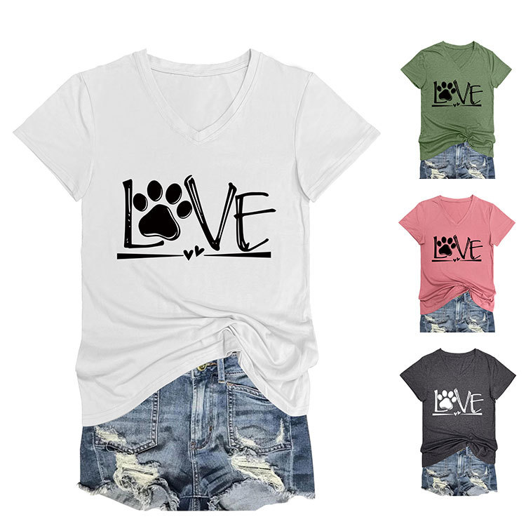 Geometric Print Round Collar Ladies T-Shirt