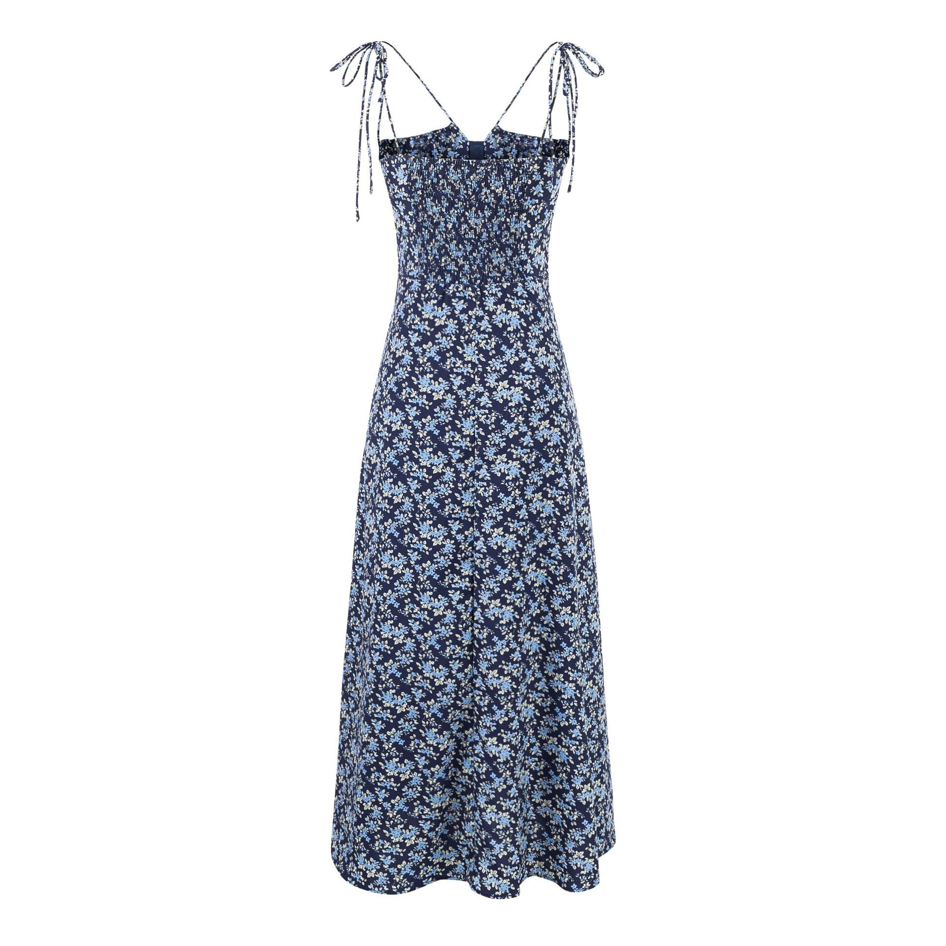 Strap straps floral print long skirt women's dress
