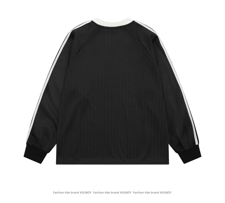 Ladies' Oversized Stripe Notch Collar Full Sleeve T-shirt