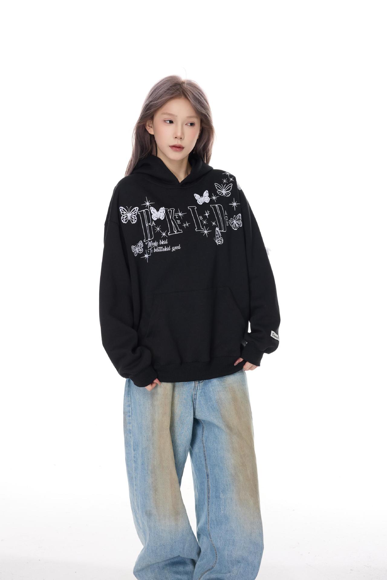 Cotton Swallowtail Embellished Hoodie