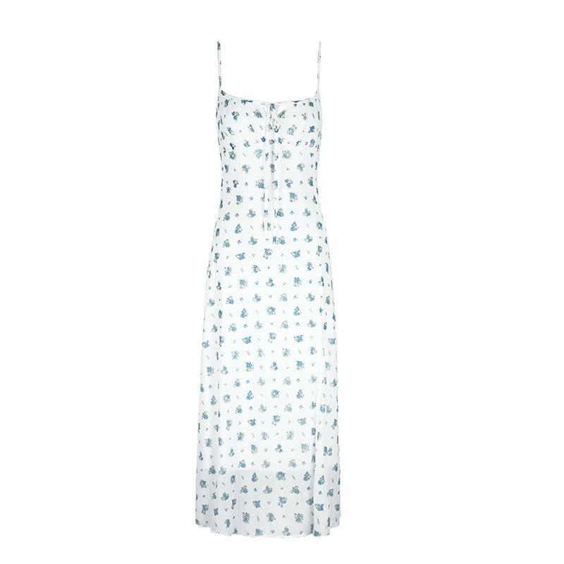 One-Shoulder Printed Fitted Long Sleeveless Dress
