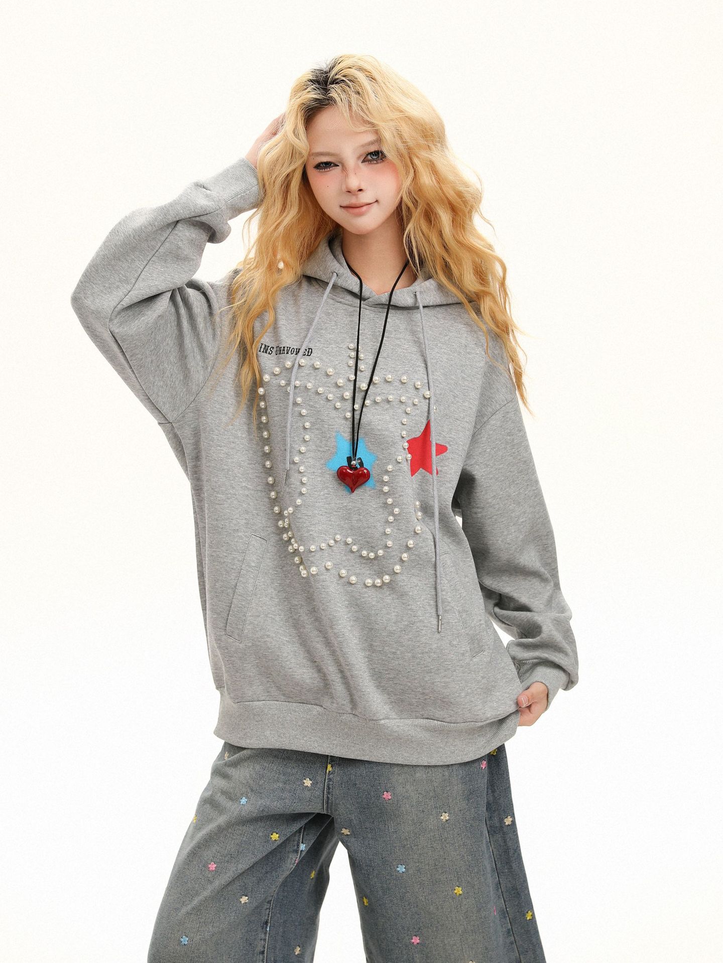 Vintage Cotton Studded Hoodie