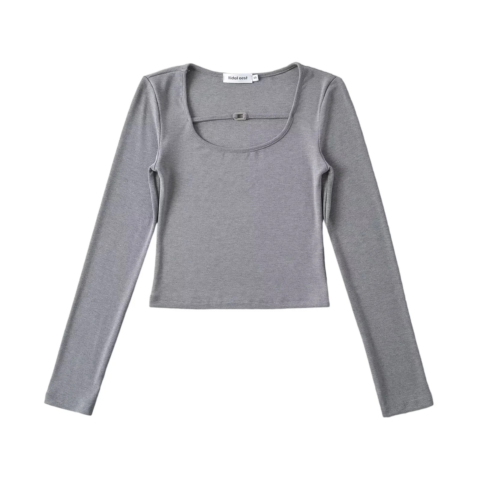 Wide Scoop Long Sleeve Cotton Top