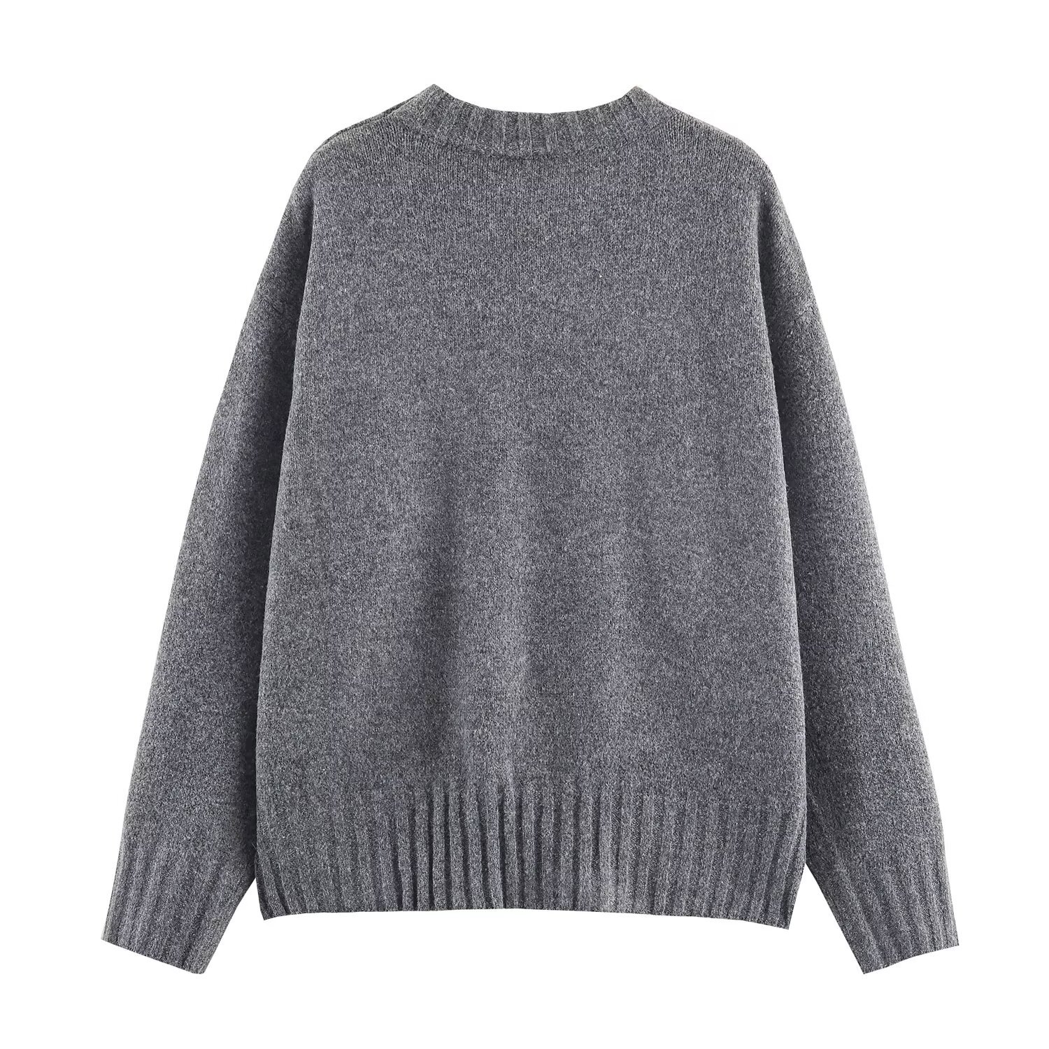 Ladies' Polyester Plain Rib Crew Sweater