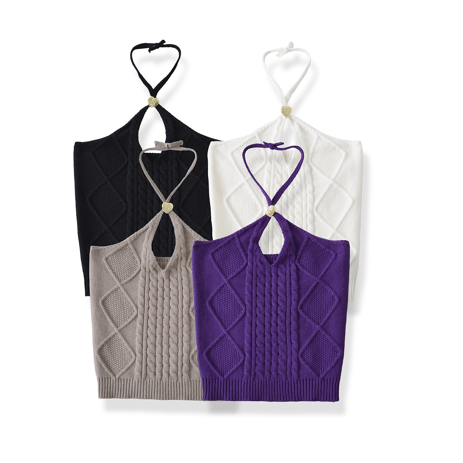 Hollow-out Knit Halter Strapless Camisole