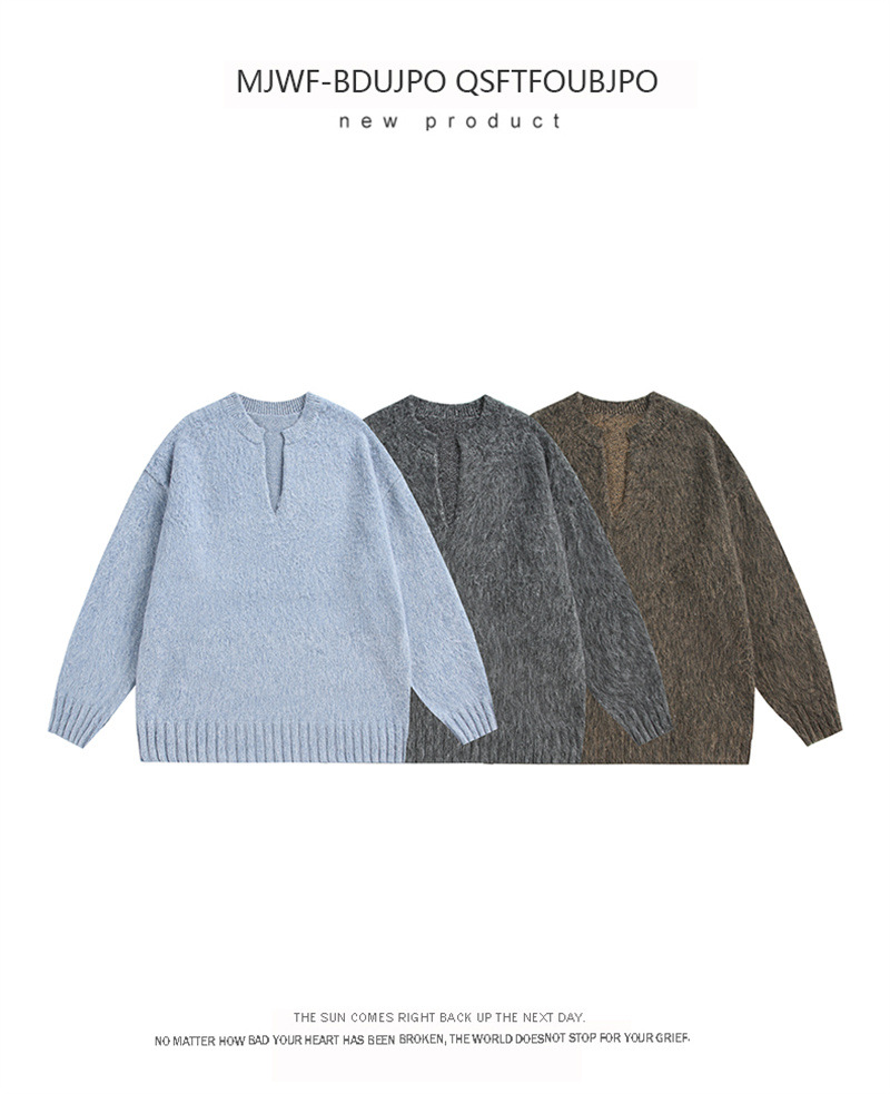 Long Sleeve Oversized Contrast Block Japanese Workwear Sweater