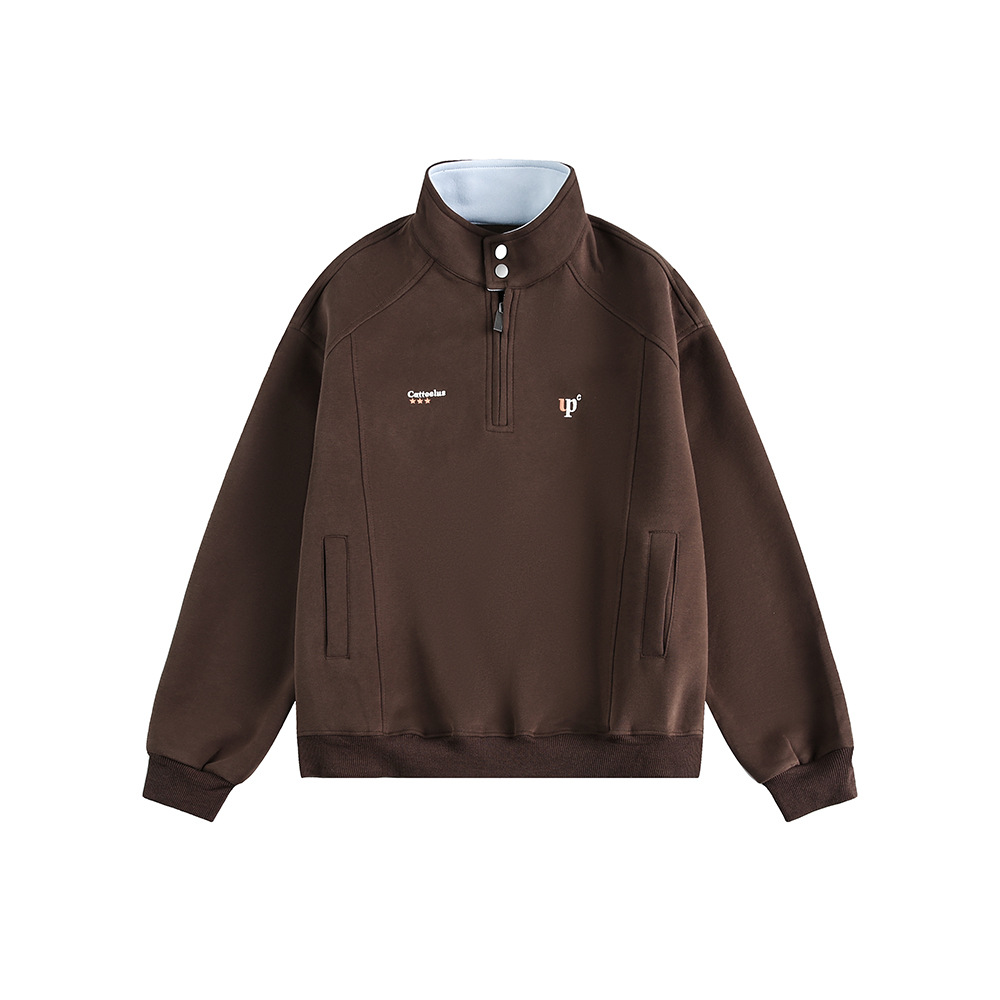 American Trend Partial Zipper Long Sleeve Sweatshirt