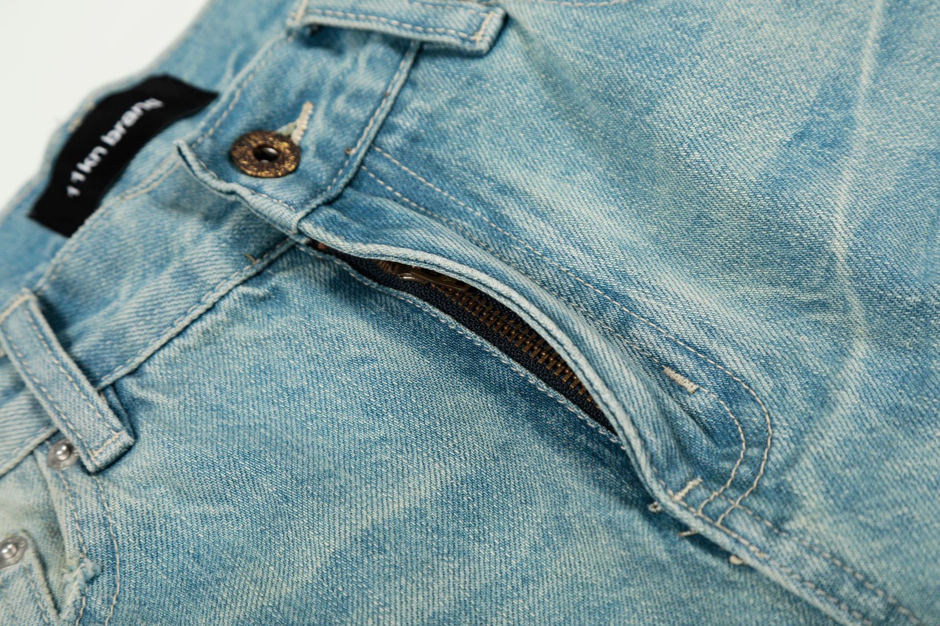 Blue Washed Faded Loose Fit Wide Leg Straight Casual Trousers