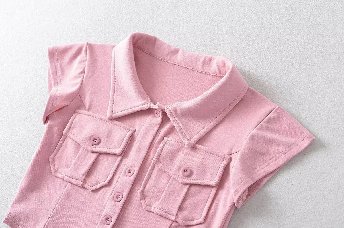 Ladies Half Sleeve Notch Collar Cardigan Tee